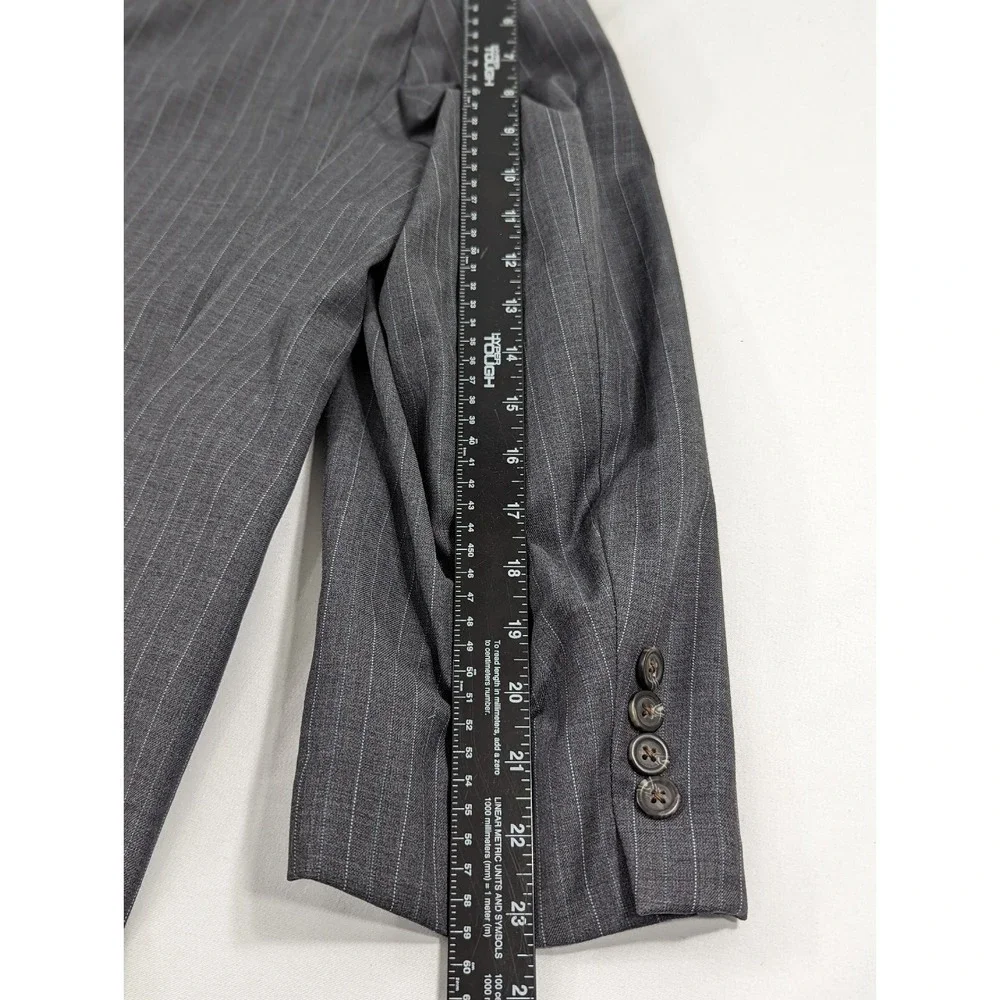 Mens Lauren Ralph Lauren Blazer Sport Coat Sports Jacket Gray Pin Stripe 48R‎